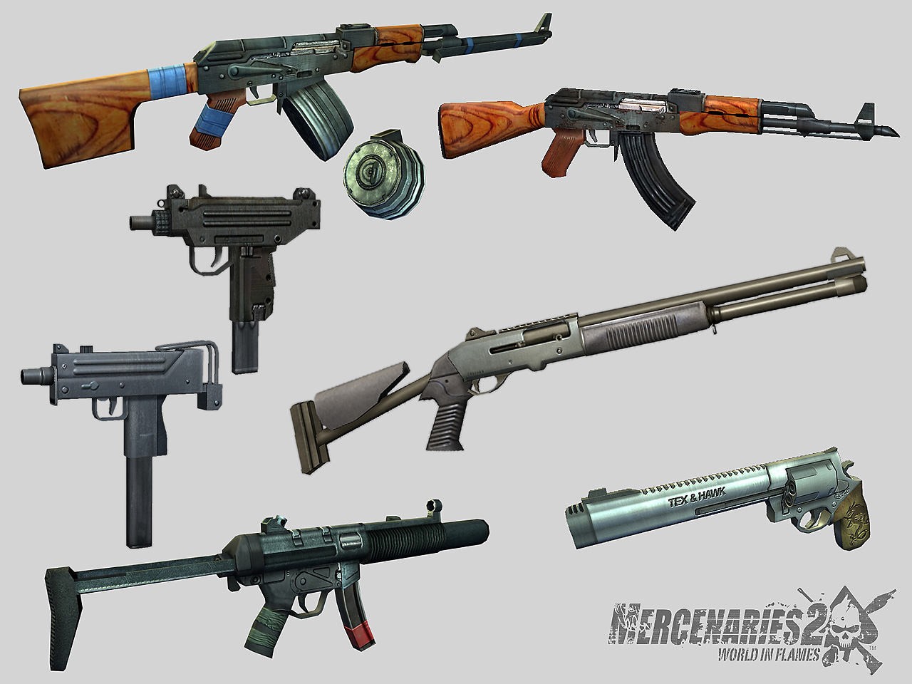 3rd person weapon models for Mercenaries 2: World in Flames game